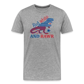 Rawring Patriotism: Men's Premium Cotton Shirt with American Flag Dinosaur