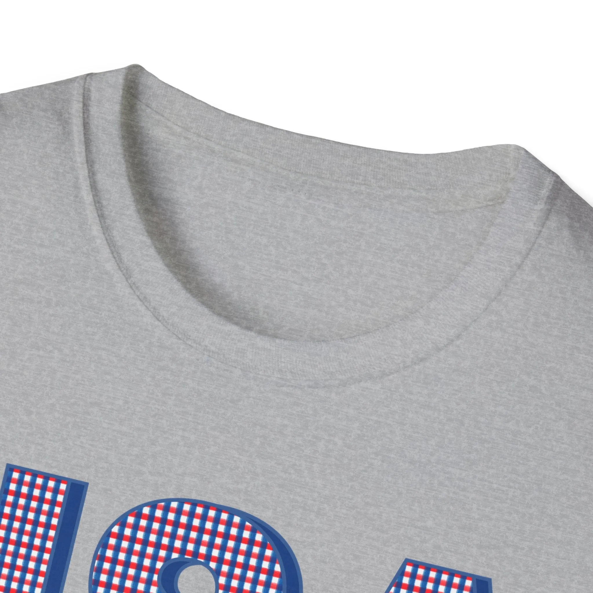 Red White and Blue USA with Plaid Graphic T-Shirt