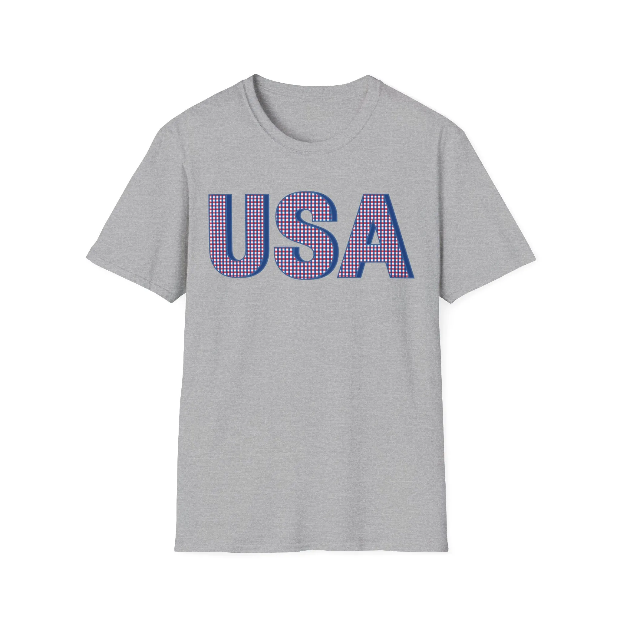 Red White and Blue USA with Plaid Graphic T-Shirt