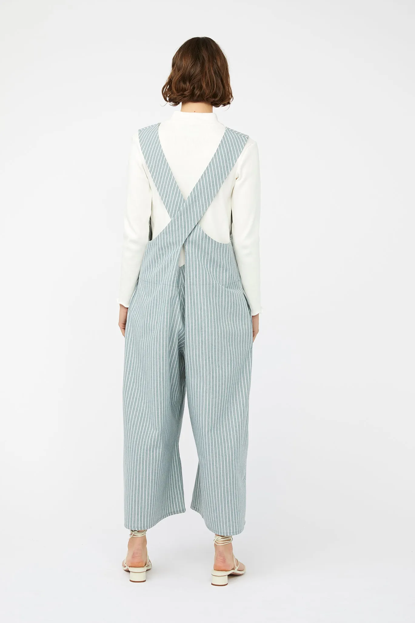 REFRACTION JUMPSUIT [ Sage Green & White Stripe Cotton ] ~ Last Chance!