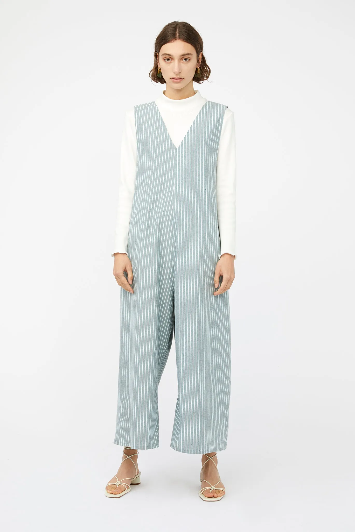 REFRACTION JUMPSUIT [ Sage Green & White Stripe Cotton ] ~ Last Chance!