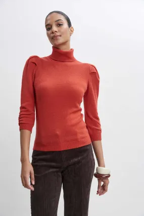 Ruched Sleeve Cashmere Wool Sweater