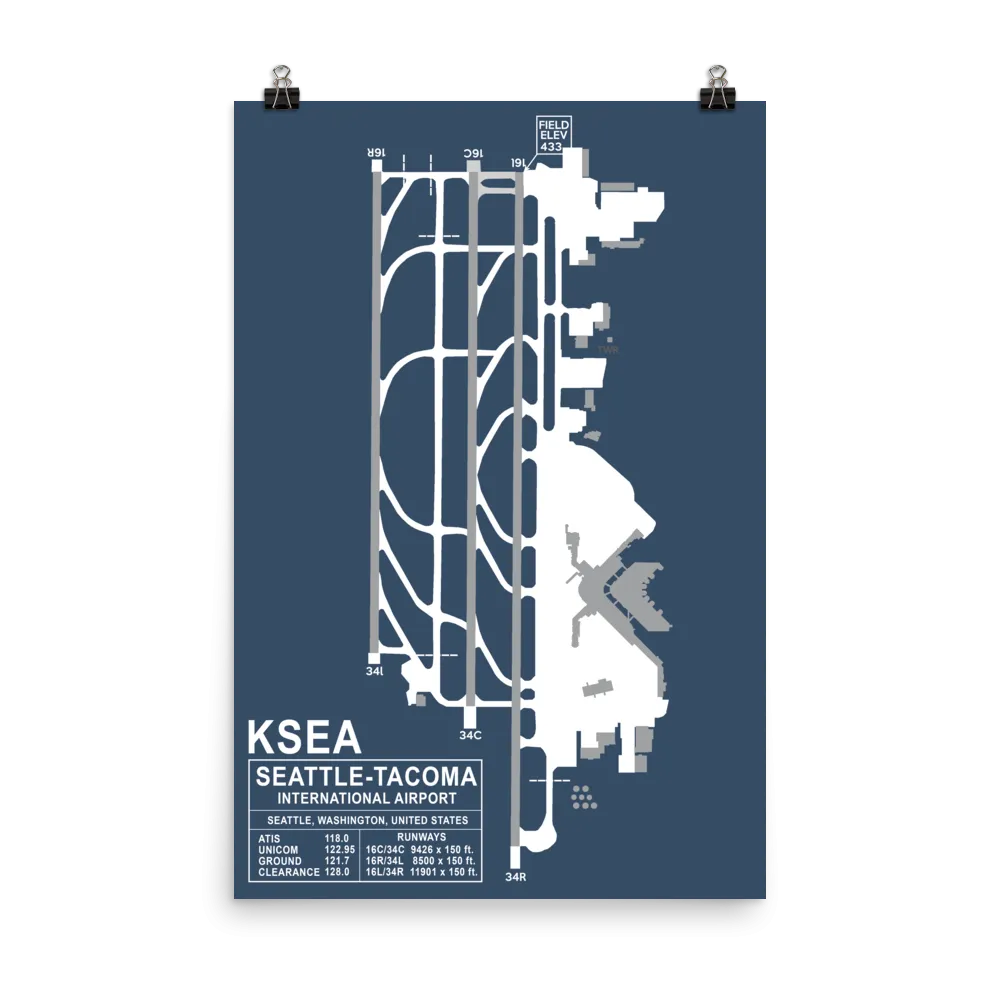 SEA (SeaTac) Seattle-Tacoma International Airport Layout Art