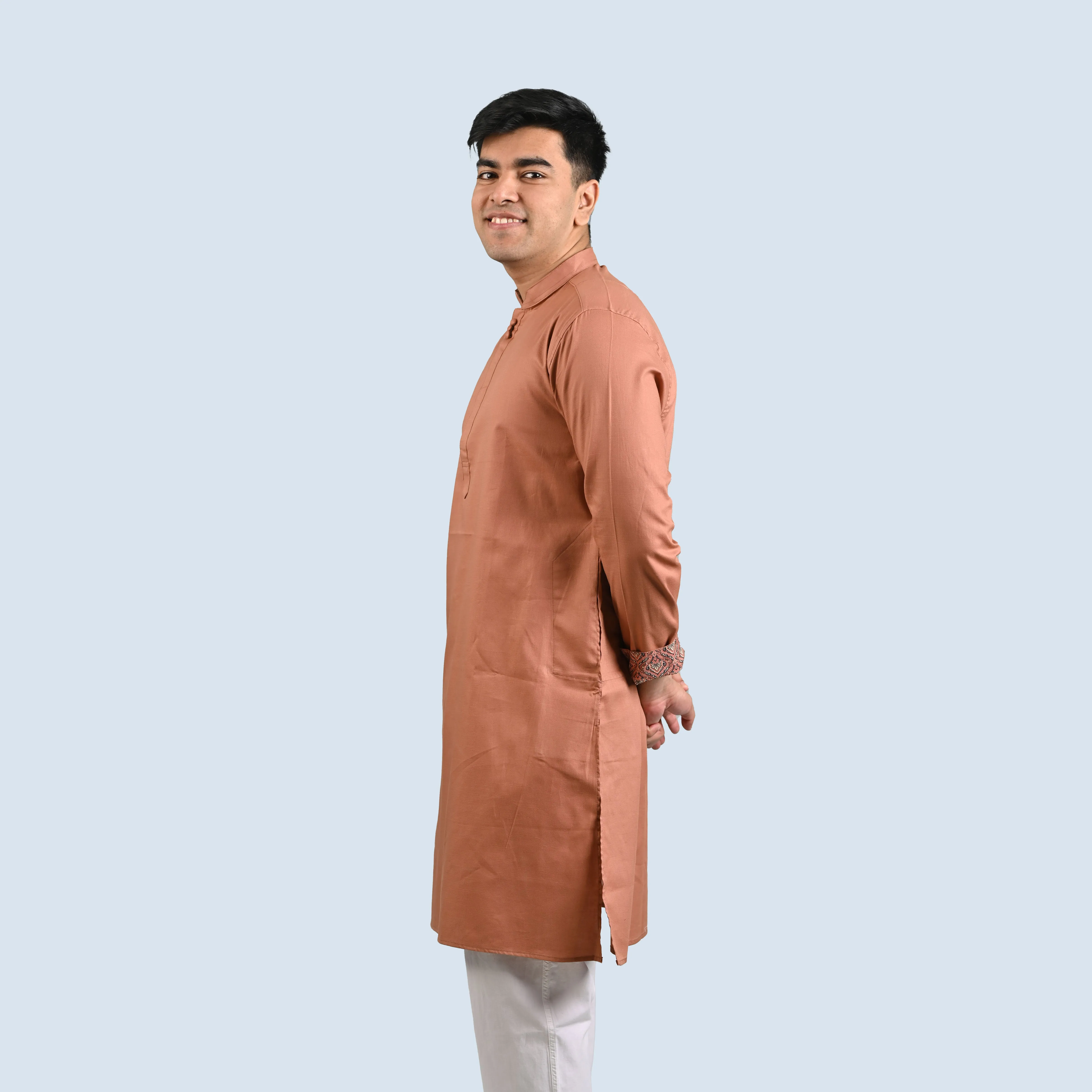 Semi Long Panjabi | Peach