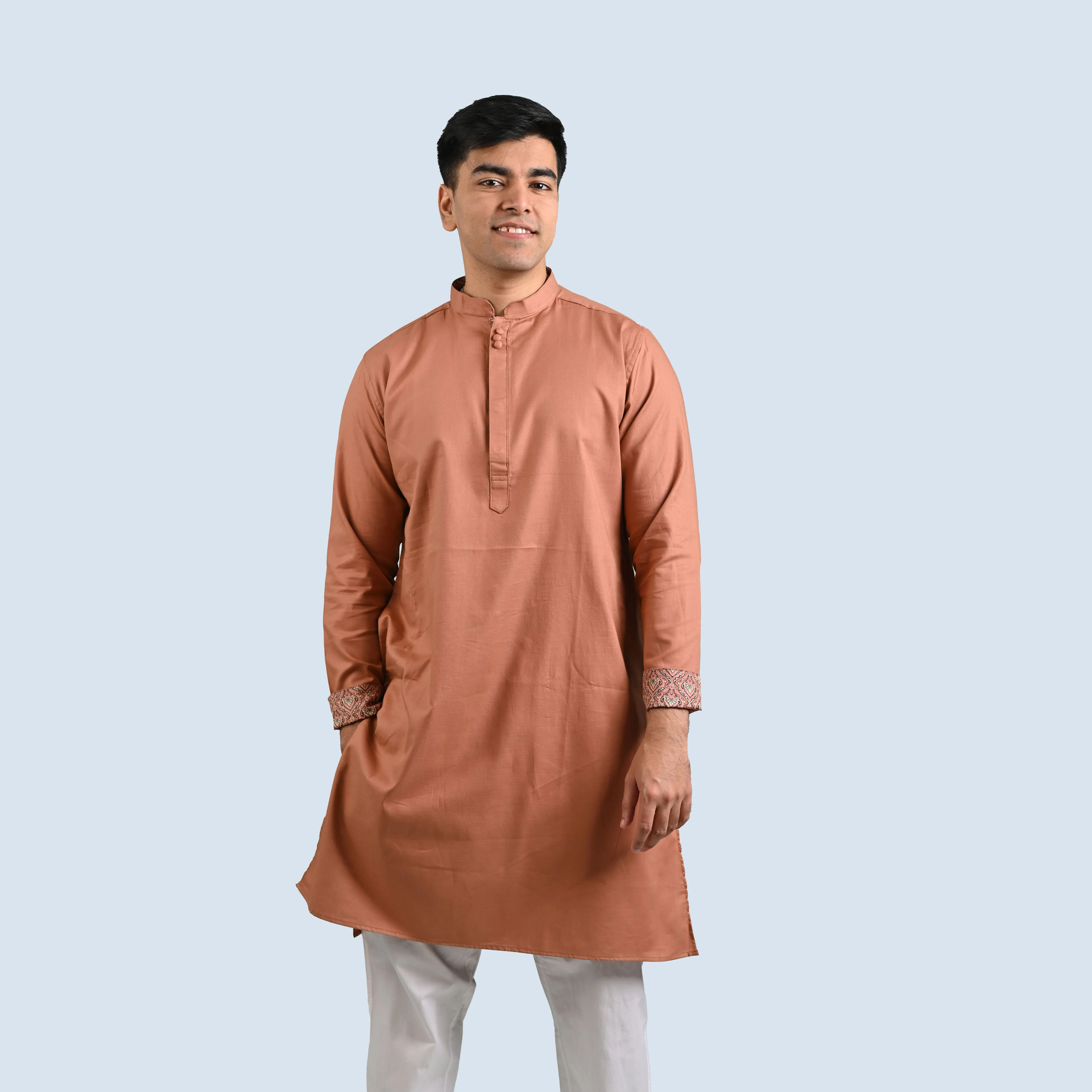 Semi Long Panjabi | Peach