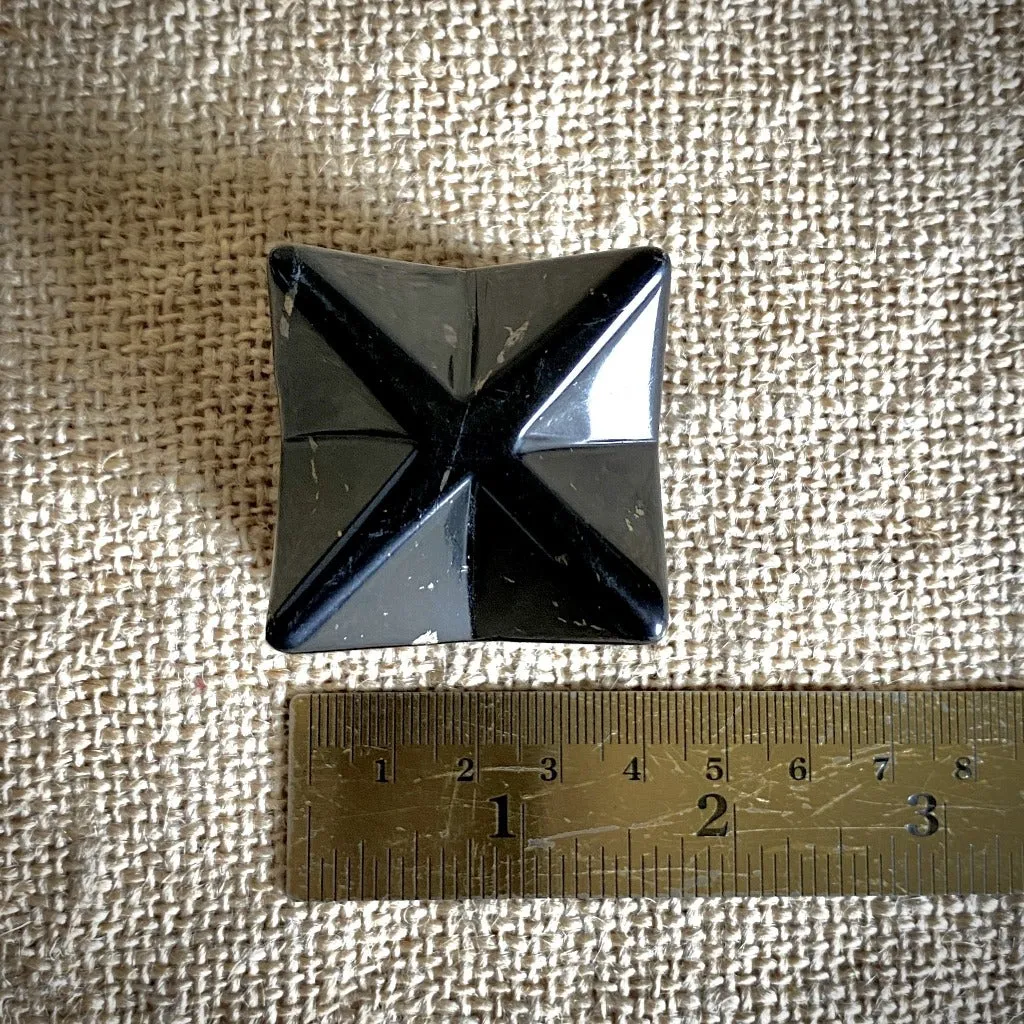 Shungite Merkaba, 40mm, Hand Carved, Palm of Hand Size