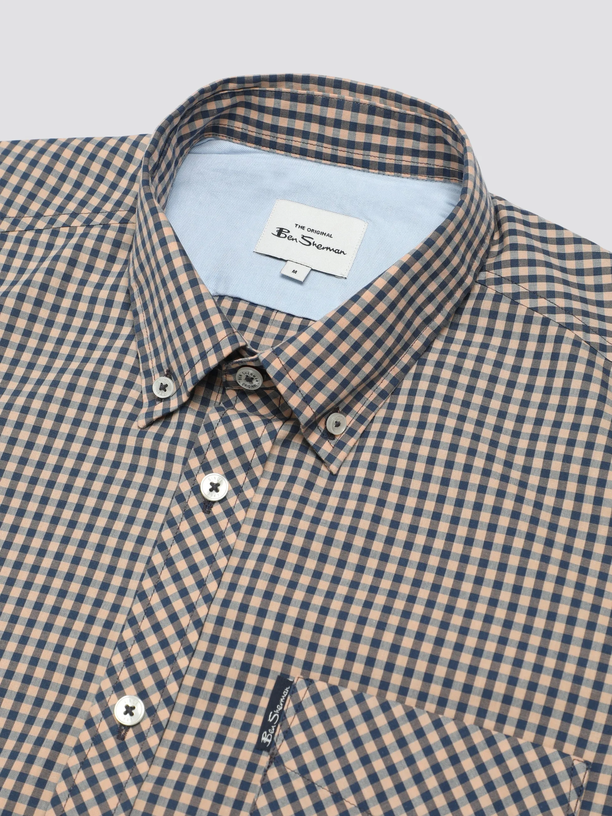 Signature Short Sleeve Gingham Shirt - Copper Orange