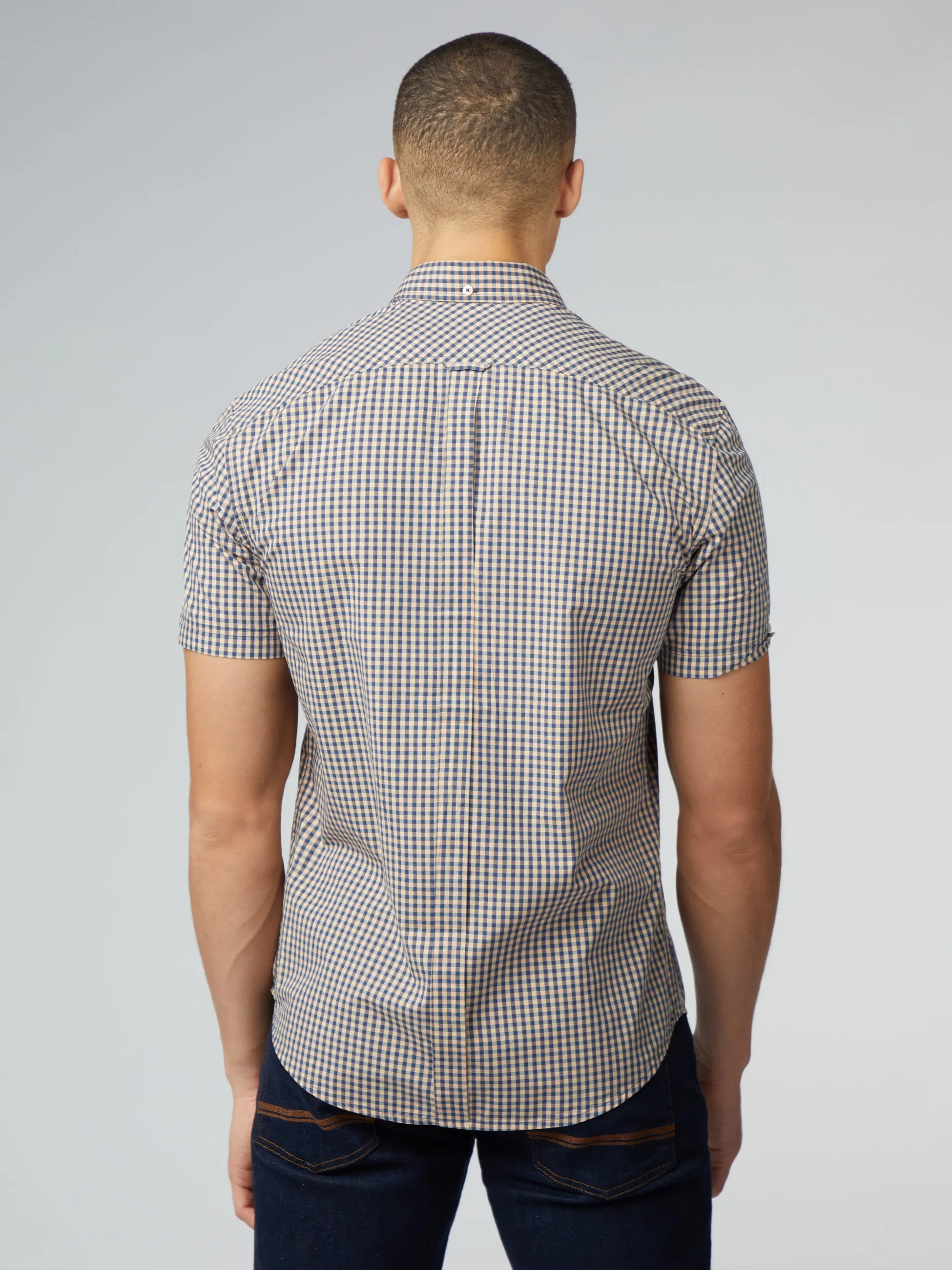 Signature Short Sleeve Gingham Shirt - Copper Orange