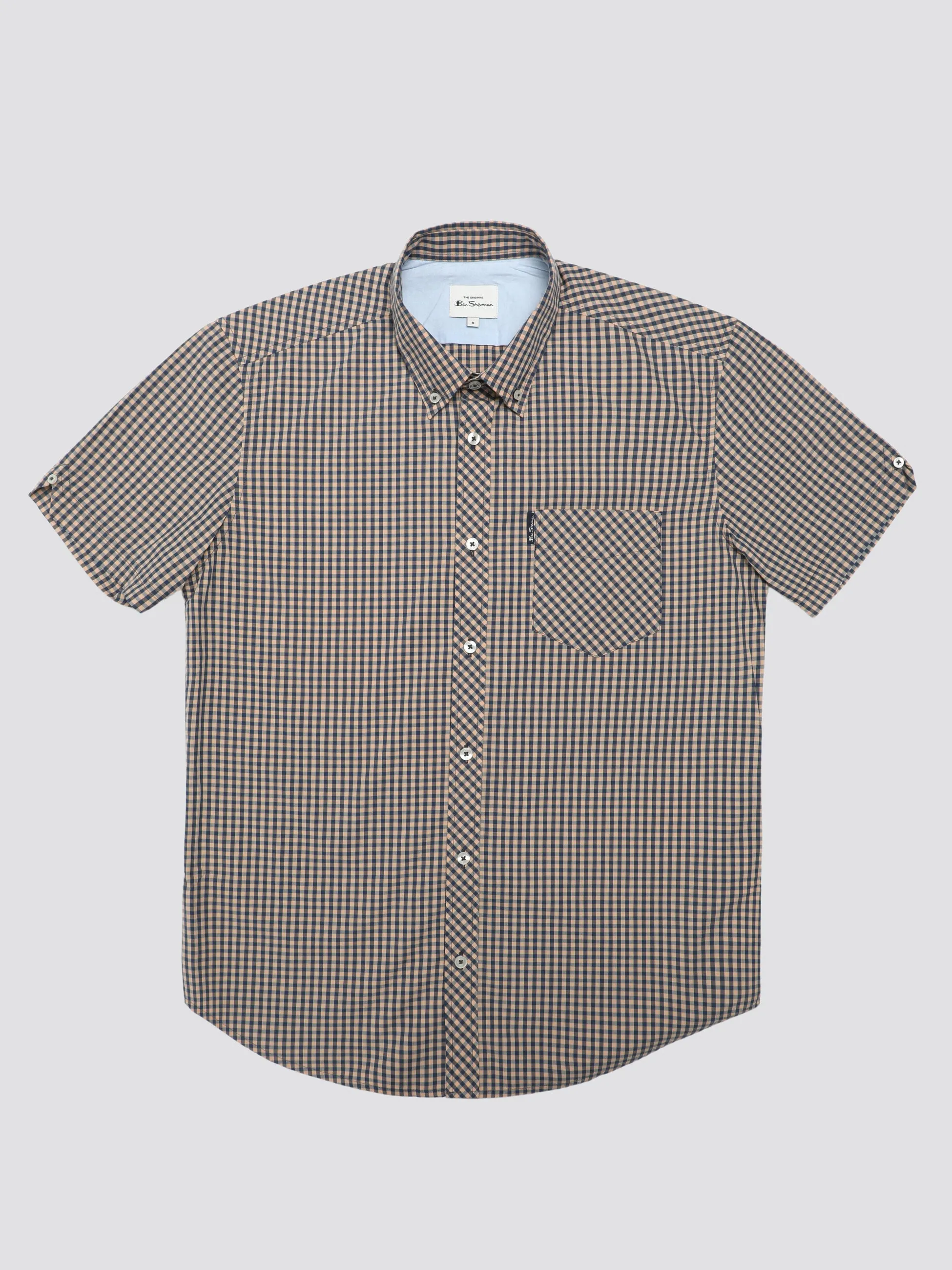 Signature Short Sleeve Gingham Shirt - Copper Orange