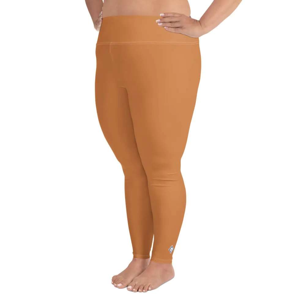 Size-Inclusive Style: Women's Solid Color Yoga Pants - Raw Sienna