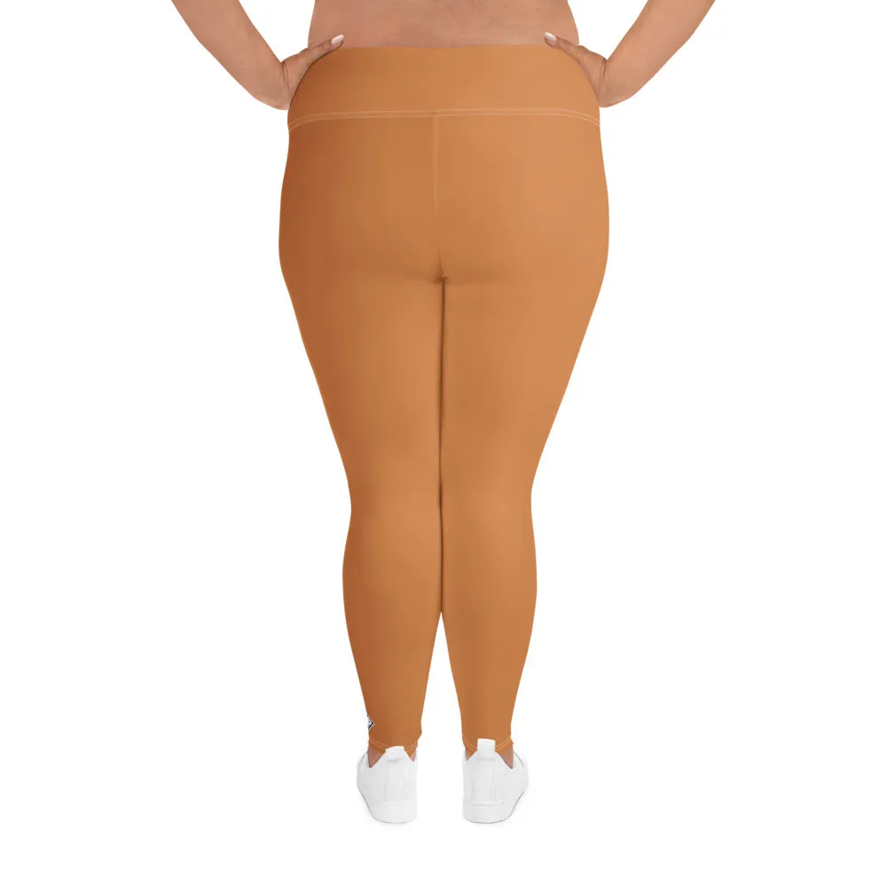 Size-Inclusive Style: Women's Solid Color Yoga Pants - Raw Sienna