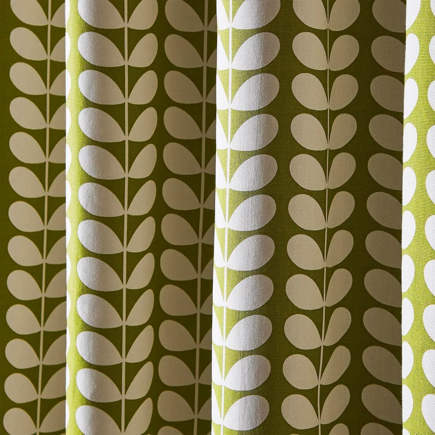 Solid Stem Lined Eyelet Curtains - Pear