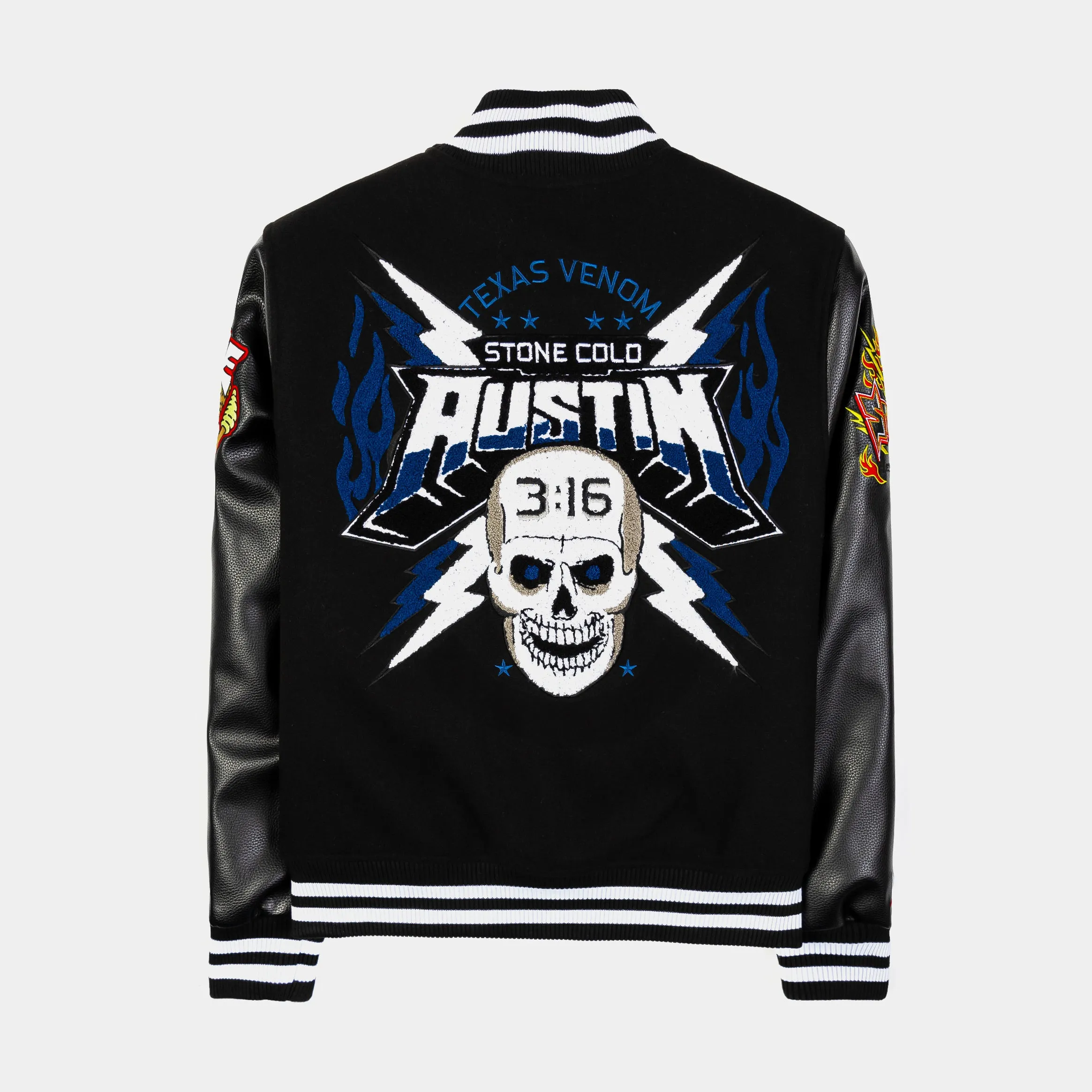 SP x WWE Stone Cold Varsity Mens Jacket (Black/Blue)