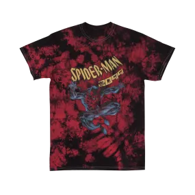 Spider-Man 2099 Cover Title Pose Red Tie Dye Tee