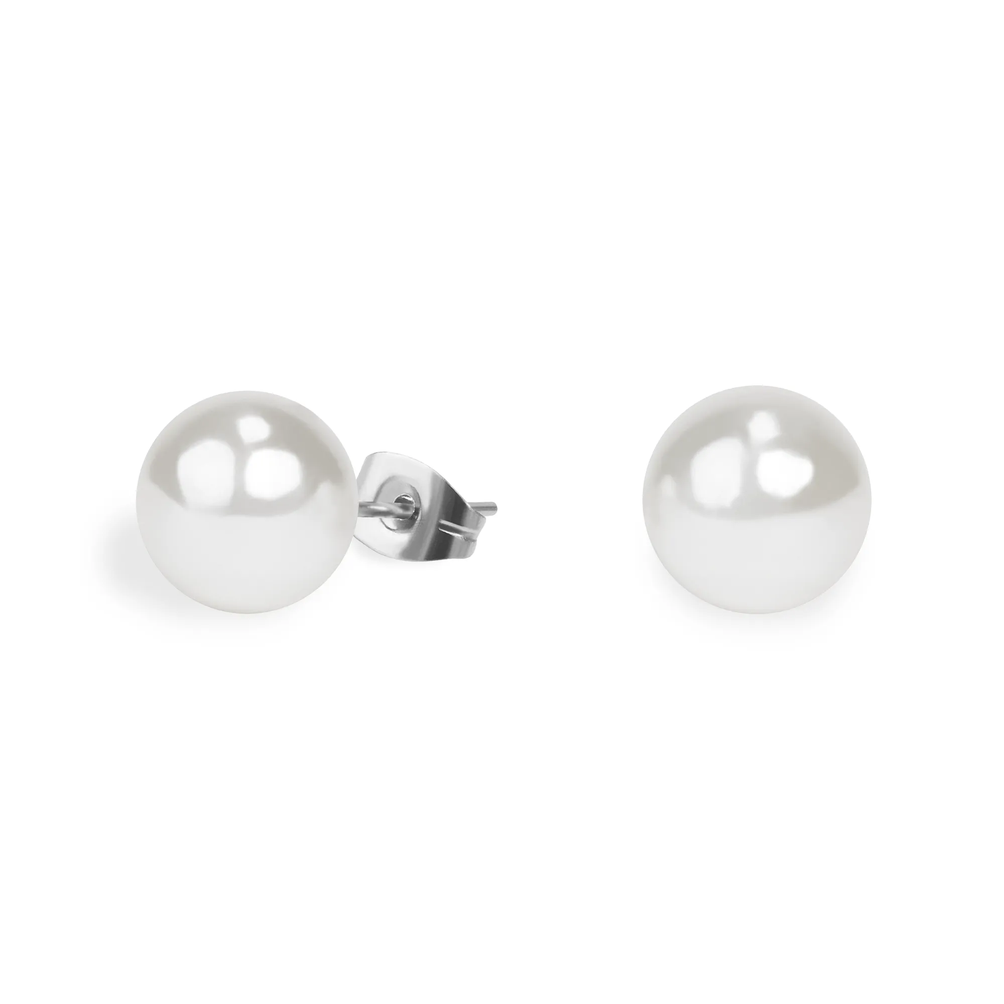 Stainless 10 mm pearl stud earrings