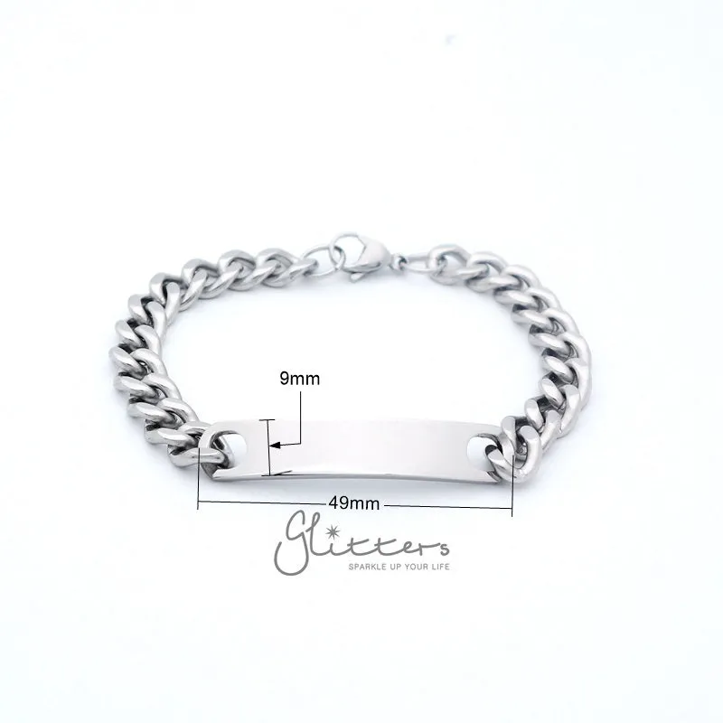 Stainless Steel Men's ID Bracelet 9mm Width