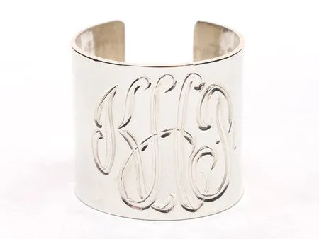 Sterling Silver Monogrammed Cuff Ring