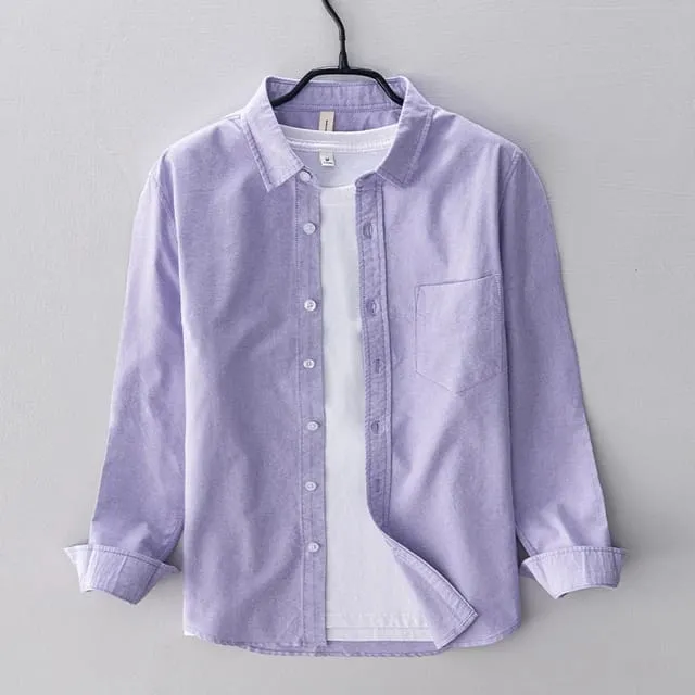 Stylish Mens Full Sleeves Light Purple Casual Shirt