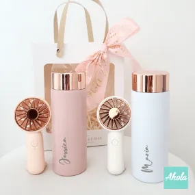 【Summer】Engraved Stainless Steel Water Bottle   Mini Fine Fan 刻字不鏽鋼保冷/保温樽 便攜風扇套裝