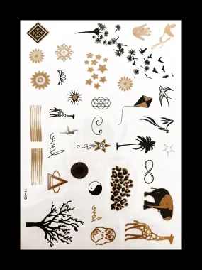 Temporary Flash Tattoos - Kundalini (Metallic Gold & Black)