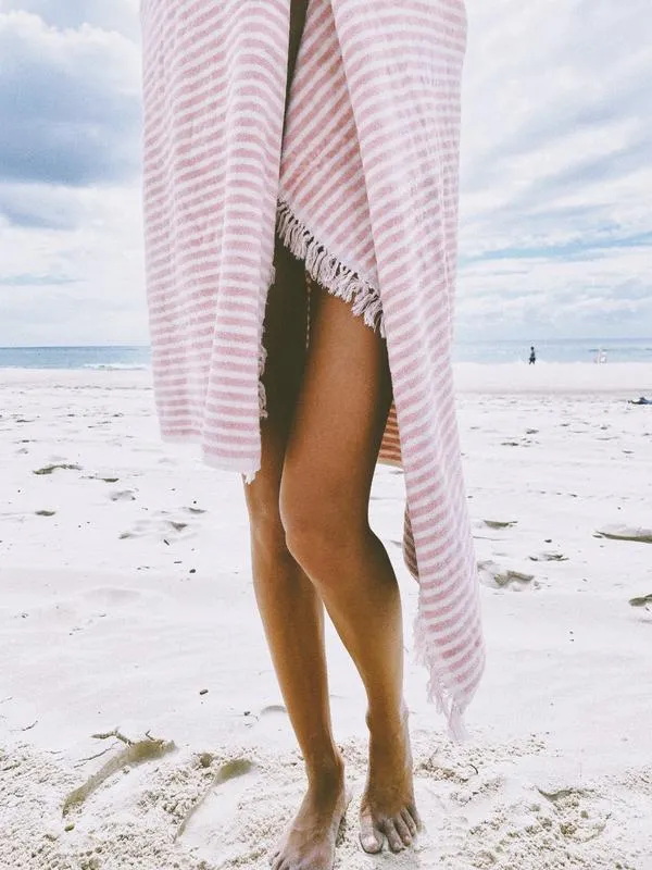 The Beach Towel - LAUREN'S PINK STRIPE