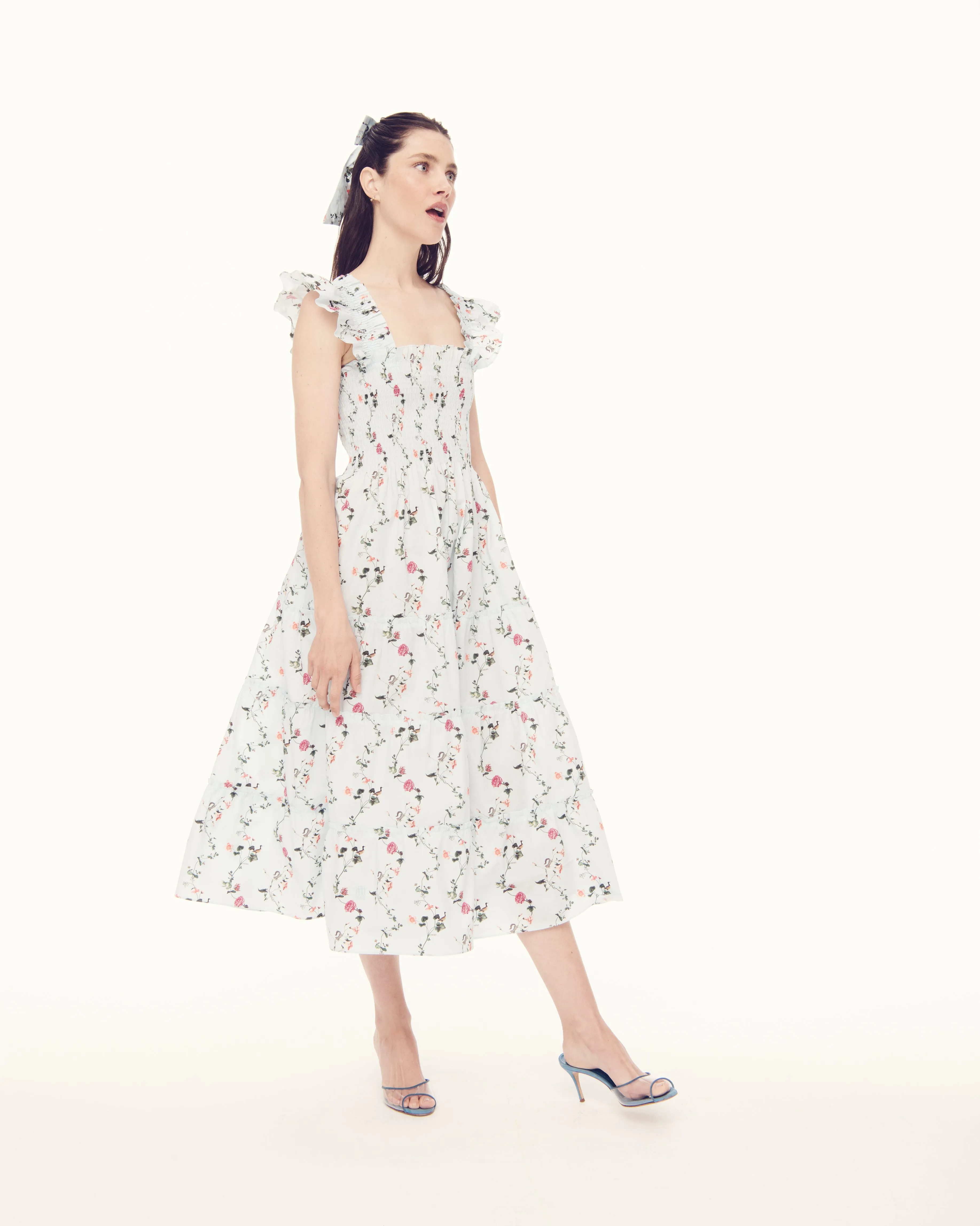 The Ellie Nap Dress - Pond Floral Poplin