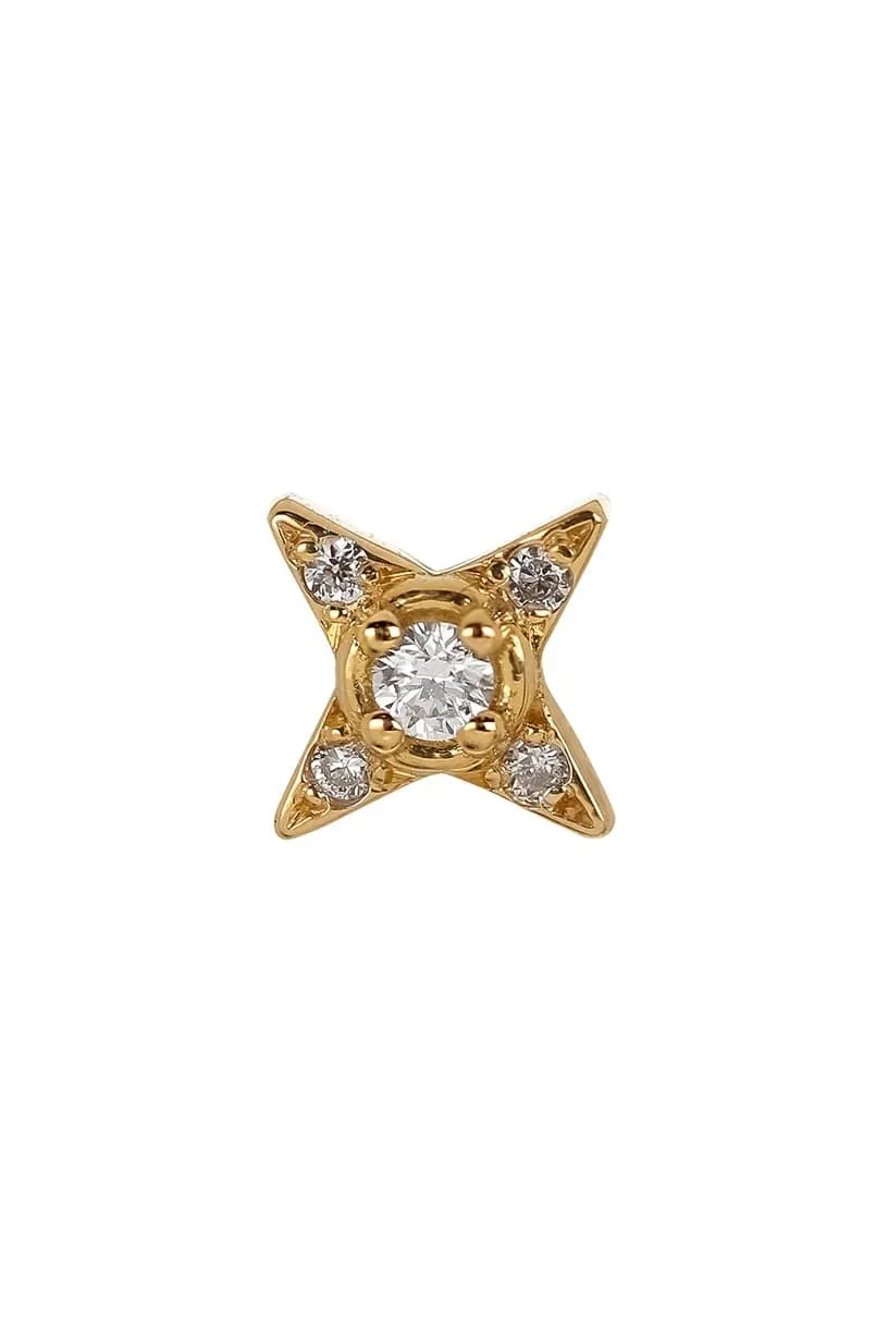 'Three' White Diamond Stud