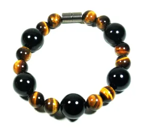 Tigers Eye and Black Onyx Bracelet - Magnetic Clasp Bracelet