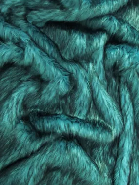 Turquoise Arctic Alaskan Husky Long Pile Faux Fur Fabric / Sold By The Yard