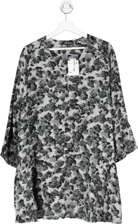 Ulla Popken Grey Rose Print Top UK L