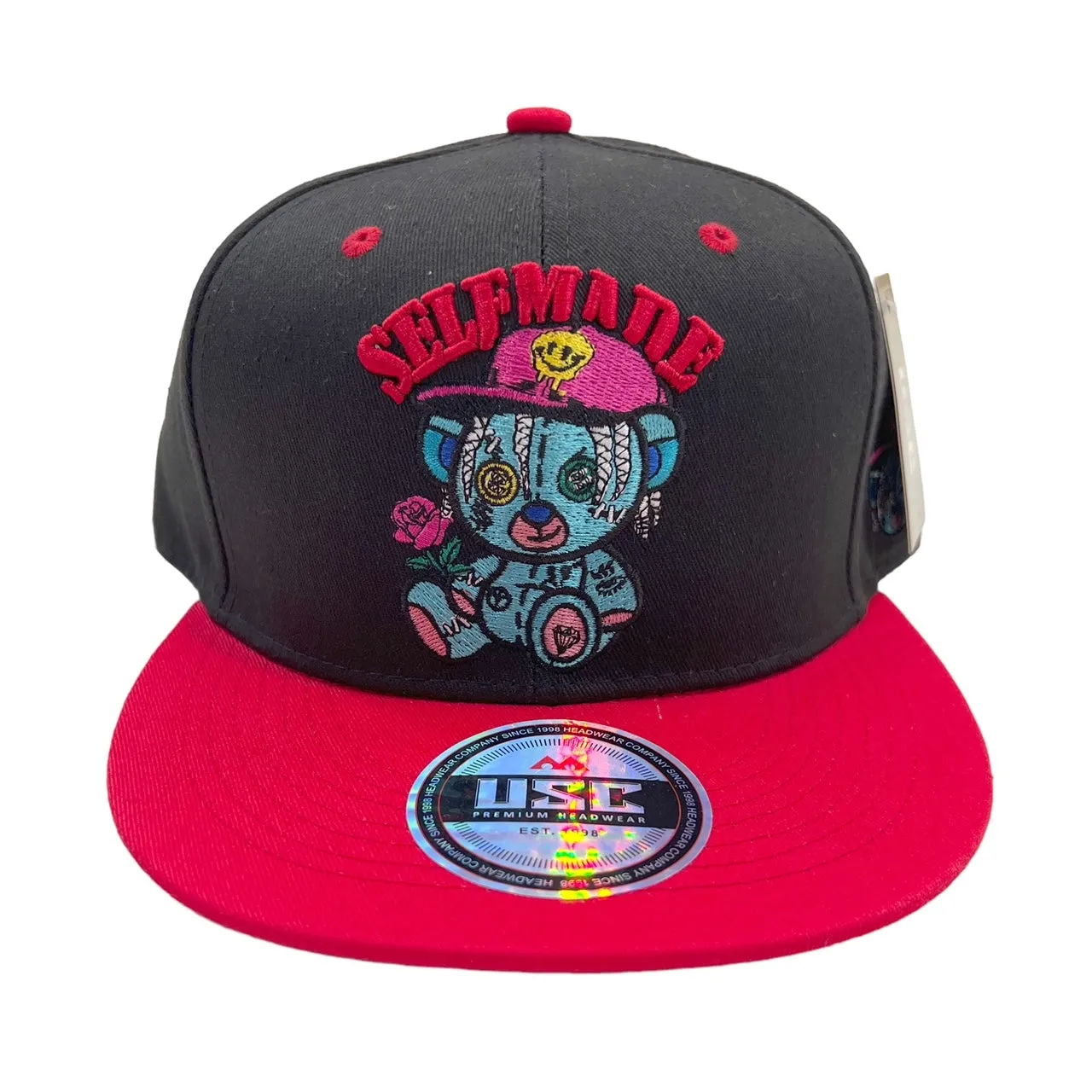 US Cotton Selfmade Snapback Hat (Black/Red) / 2 for $15