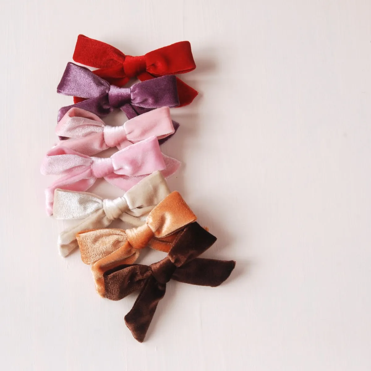 Velveteen Velvet Bow Children's Hair Clips - Pink