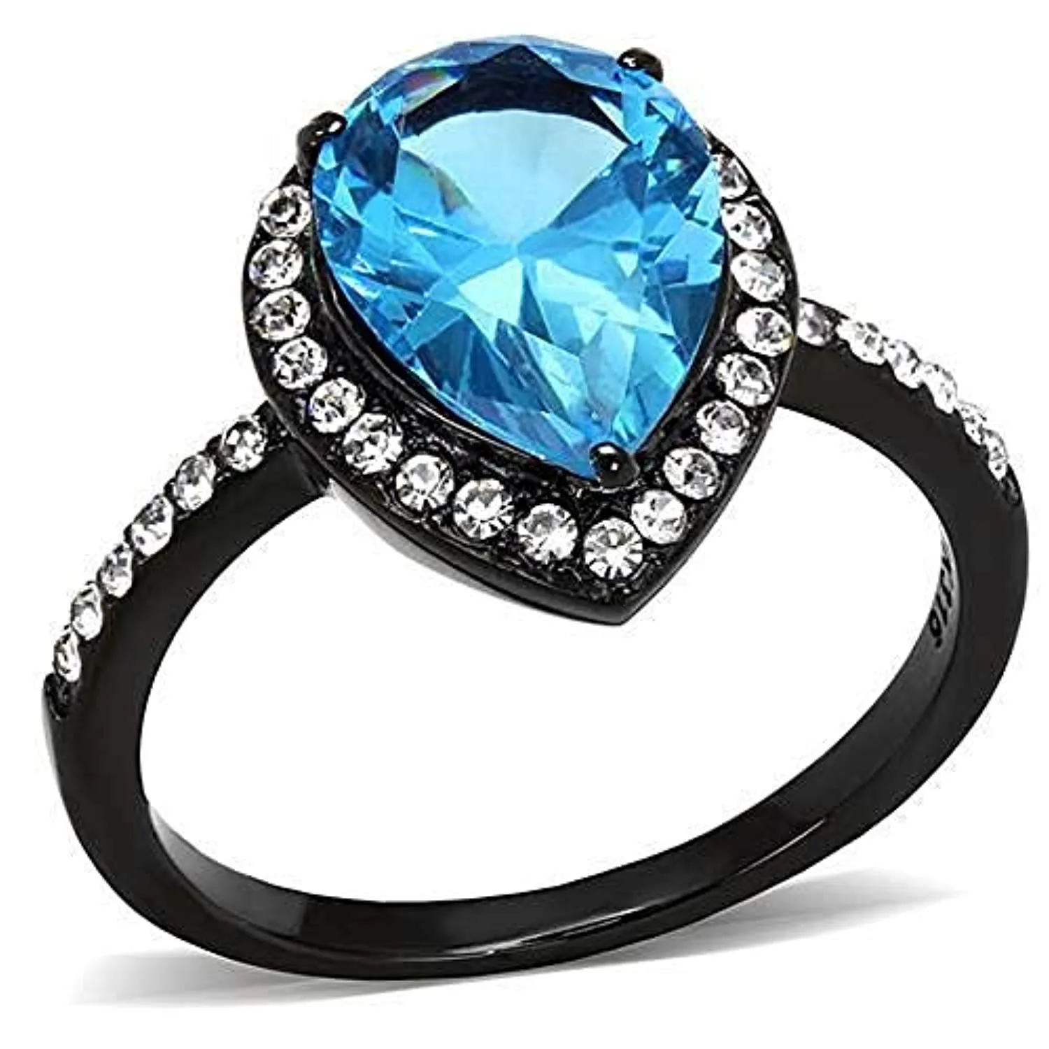 WildKlass Stainless Steel Ring IP Women Synthetic Sea Blue