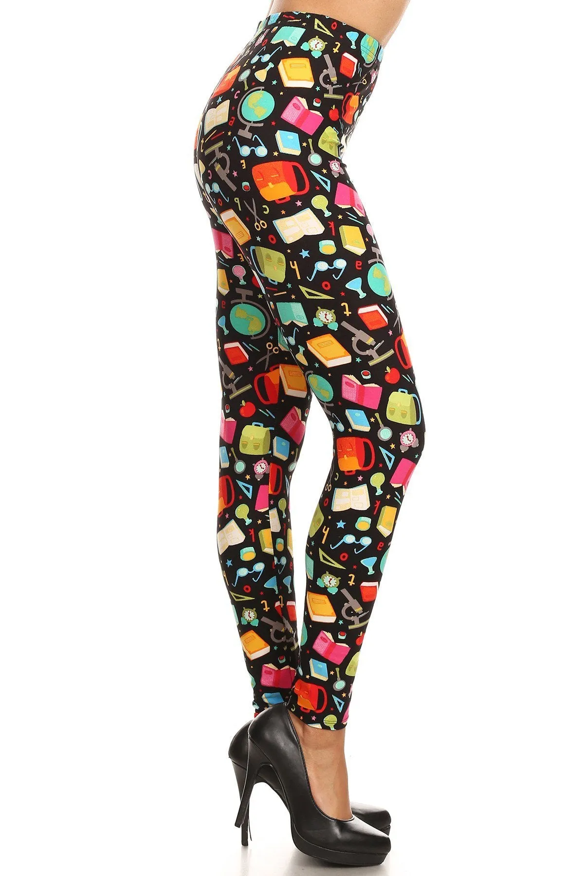 Women's 3X 5X Back to School Pattern Printed Leggings