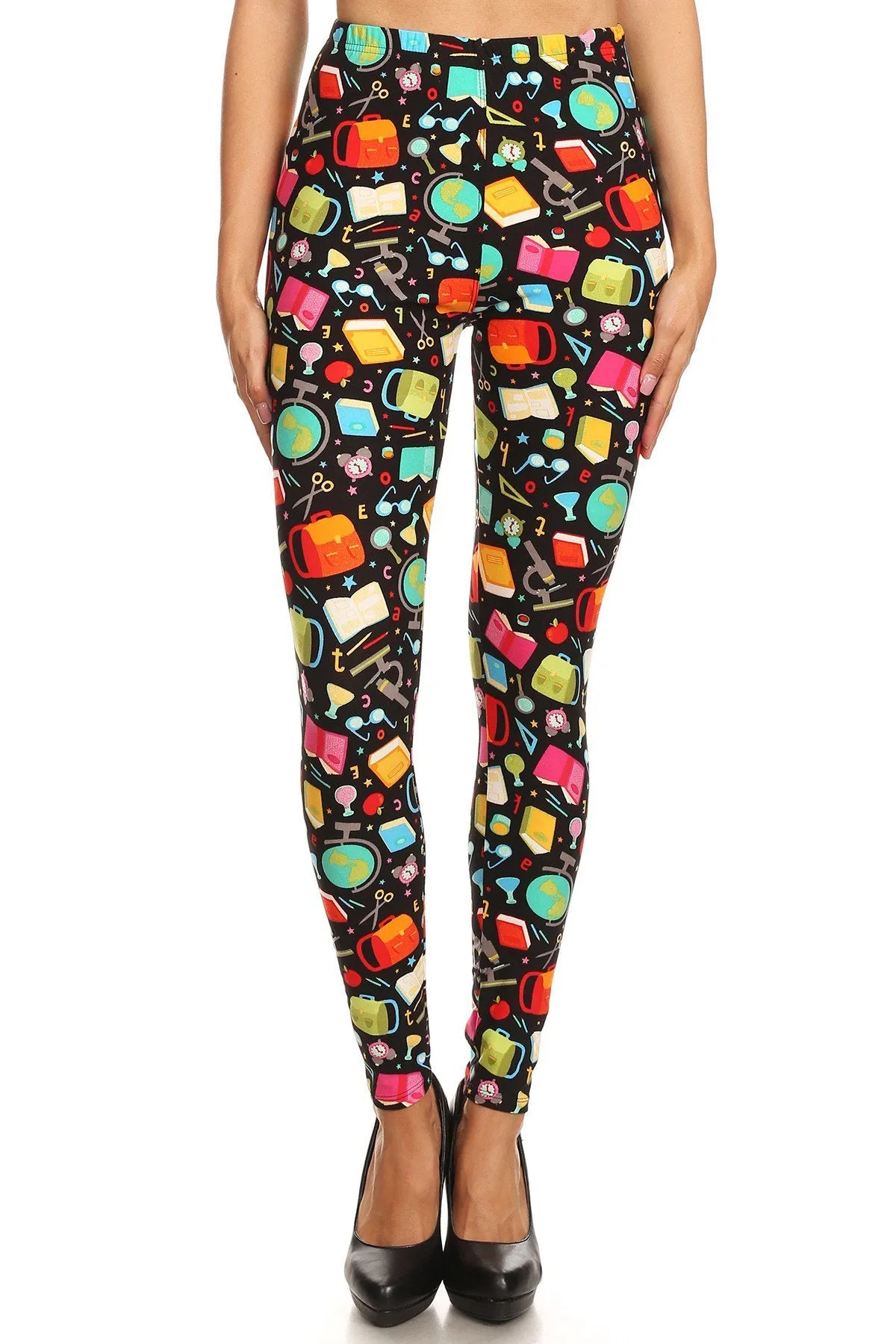 Women's 3X 5X Back to School Pattern Printed Leggings