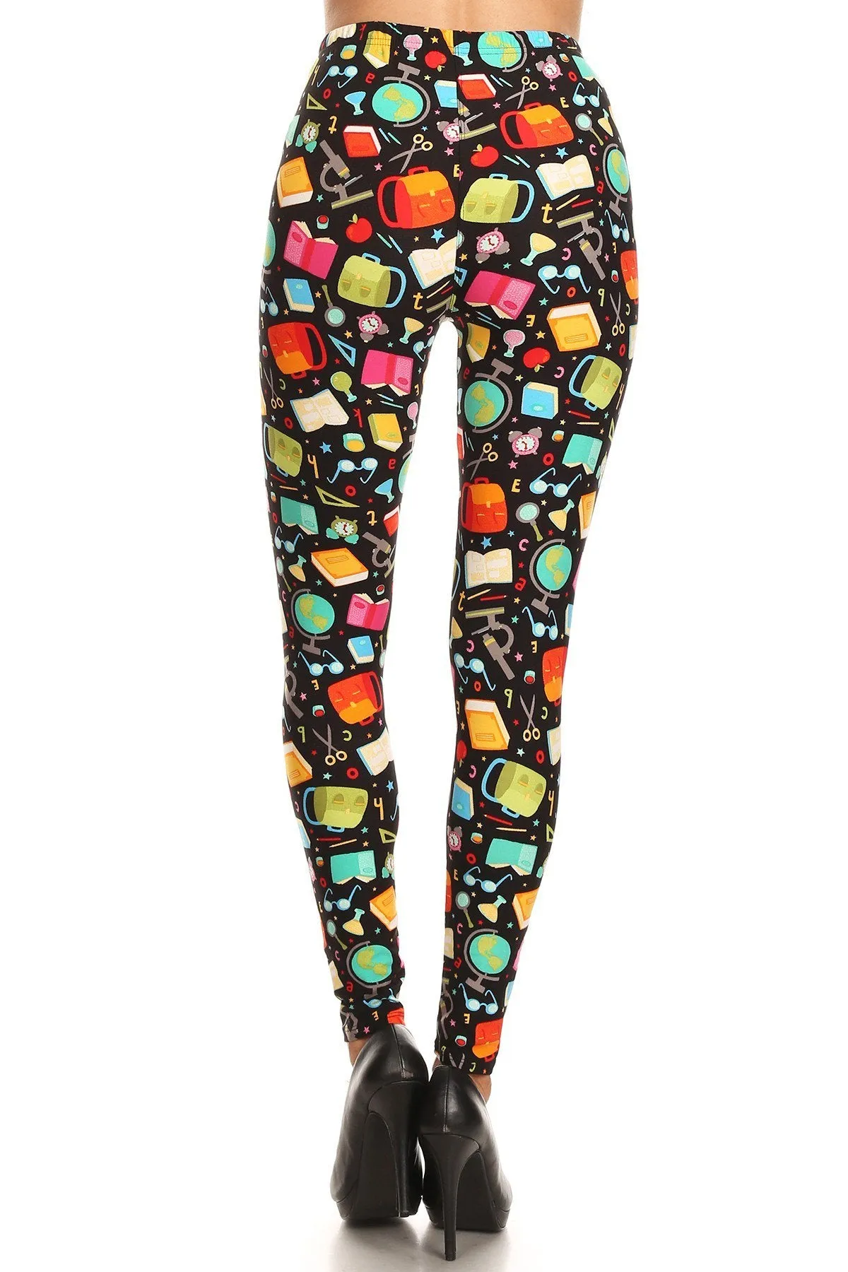 Women's 3X 5X Back to School Pattern Printed Leggings