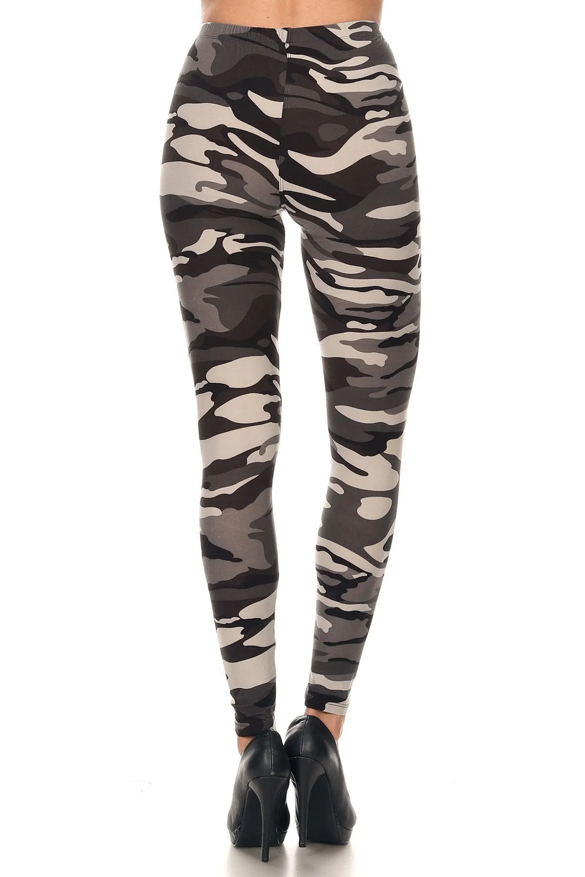 Women's 3X 5X Grey Camouflage Military Look Pattern Print Leggings