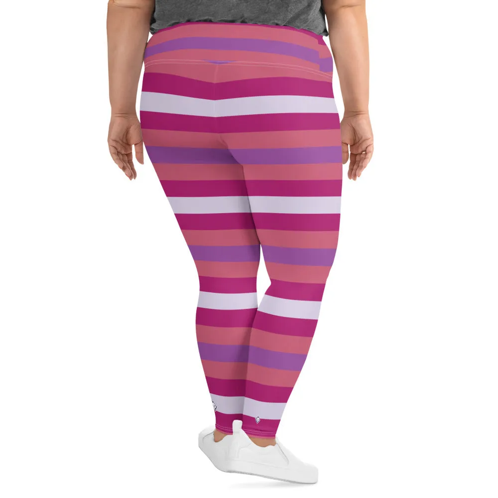 Women's High Waist Plus Size Striped Mulberry Leggings Yoga Pants