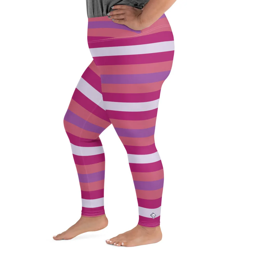 Women's High Waist Plus Size Striped Mulberry Leggings Yoga Pants