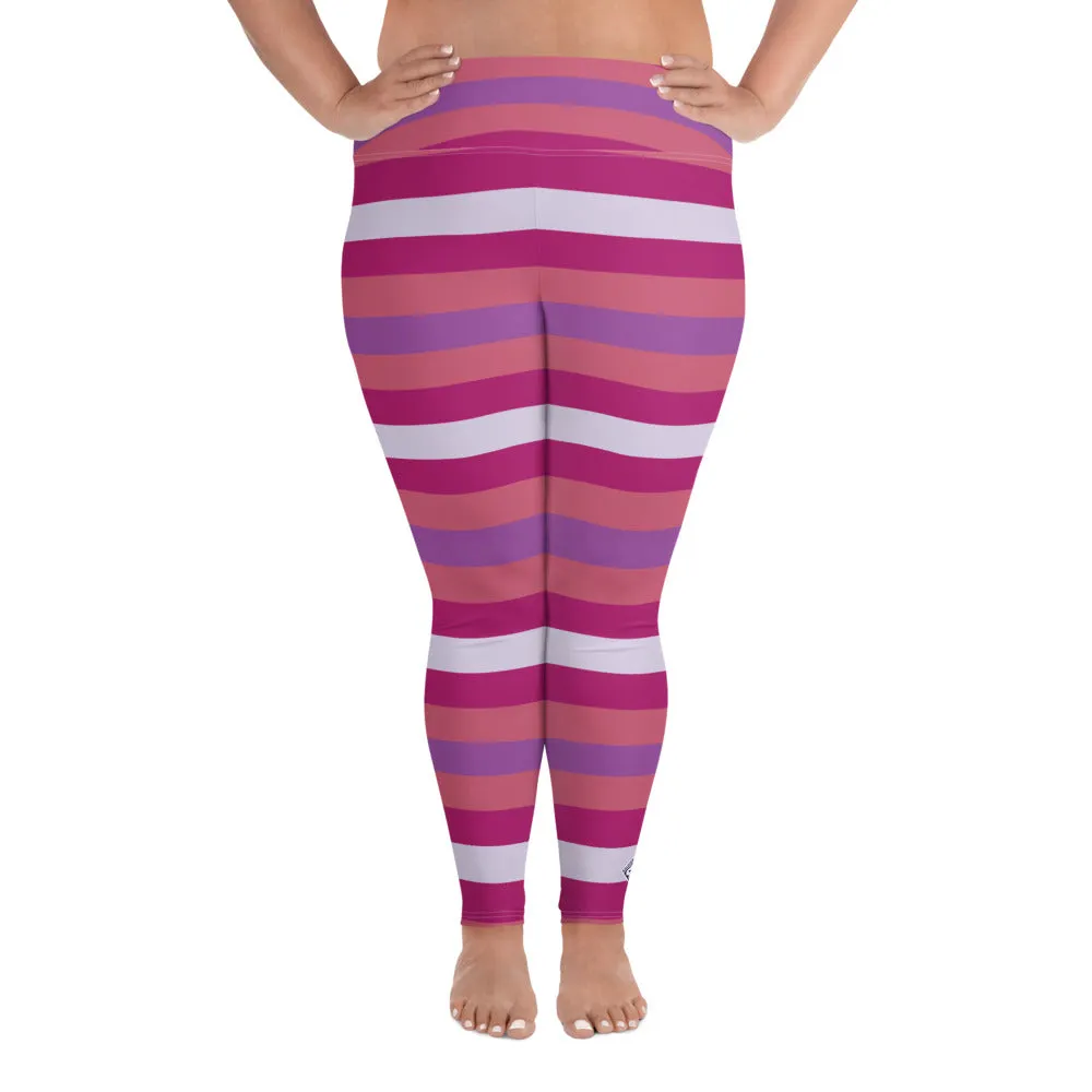 Women's High Waist Plus Size Striped Mulberry Leggings Yoga Pants