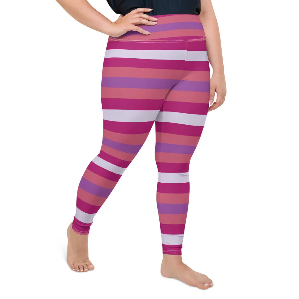 Women's High Waist Plus Size Striped Mulberry Leggings Yoga Pants