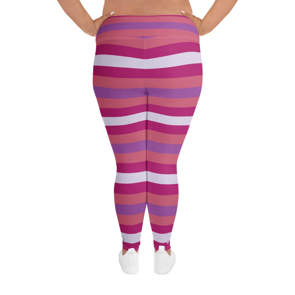 Women's High Waist Plus Size Striped Mulberry Leggings Yoga Pants