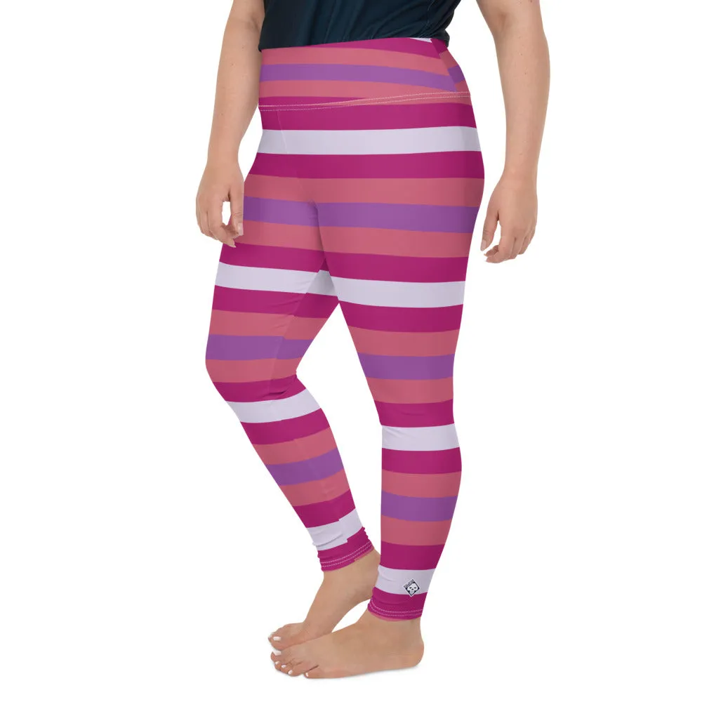 Women's High Waist Plus Size Striped Mulberry Leggings Yoga Pants