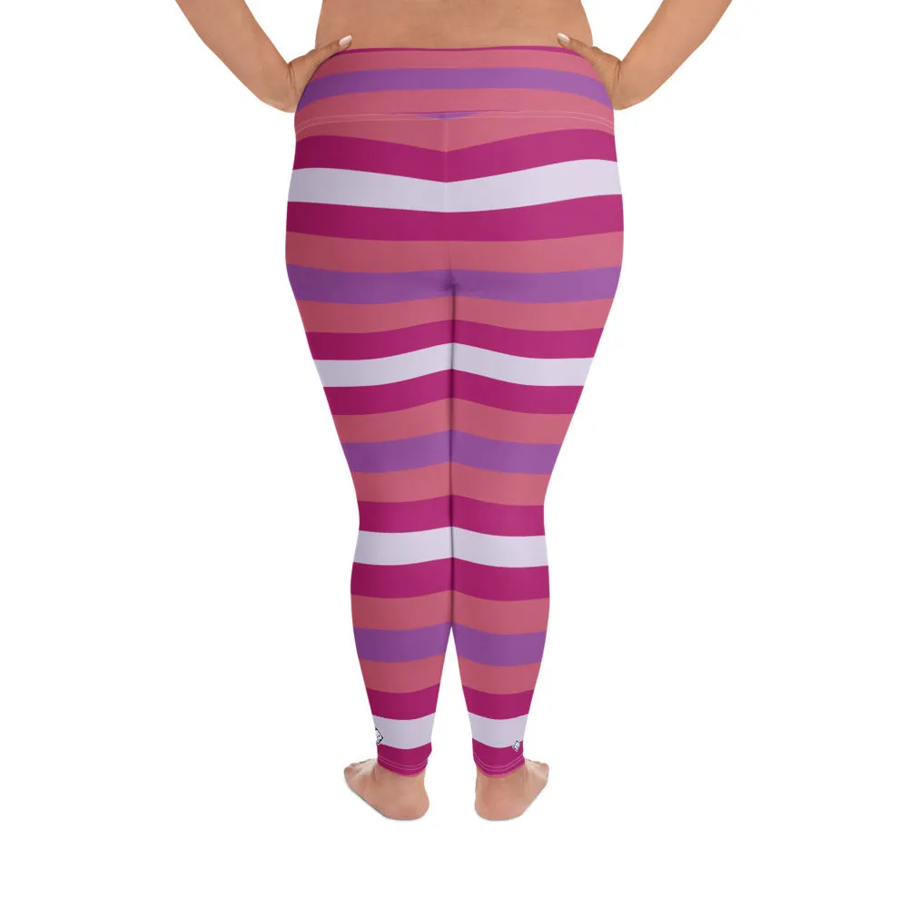 Women's High Waist Plus Size Striped Mulberry Leggings Yoga Pants