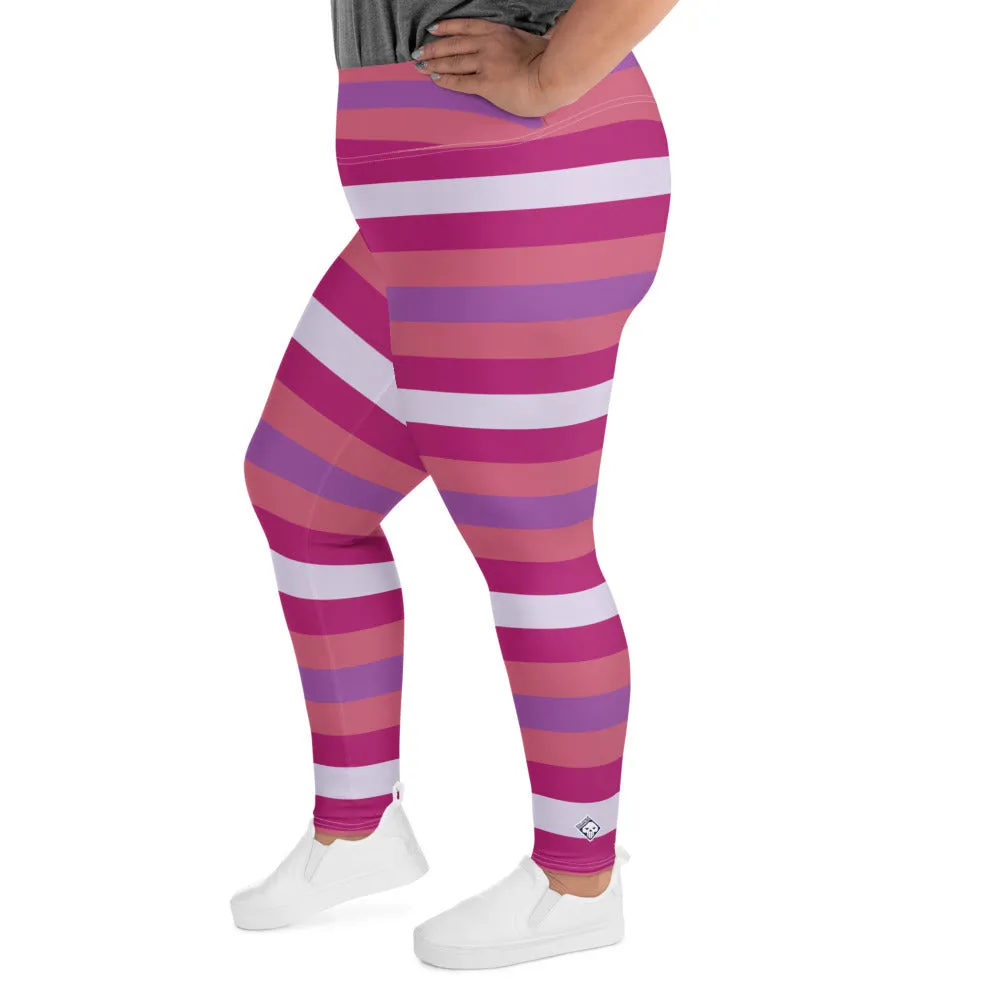 Women's High Waist Plus Size Striped Mulberry Leggings Yoga Pants