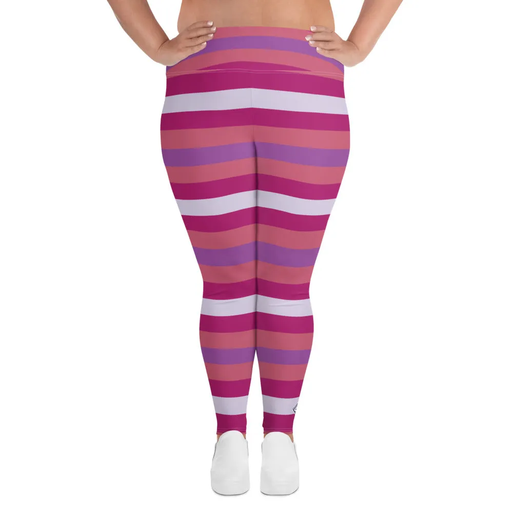 Women's High Waist Plus Size Striped Mulberry Leggings Yoga Pants